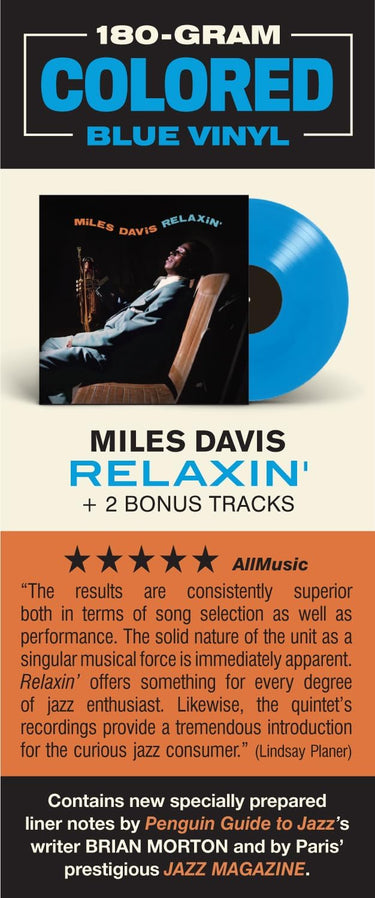 MILES DAVIS - Relaxin' (20th Century Masterworks Reissue w/ 2 bonus tracks) - LP - 180g Blue Vinyl [MAR 6]
