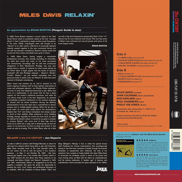 MILES DAVIS - Relaxin' (20th Century Masterworks Reissue w/ 2 bonus tracks) - LP - 180g Blue Vinyl [MAR 6]