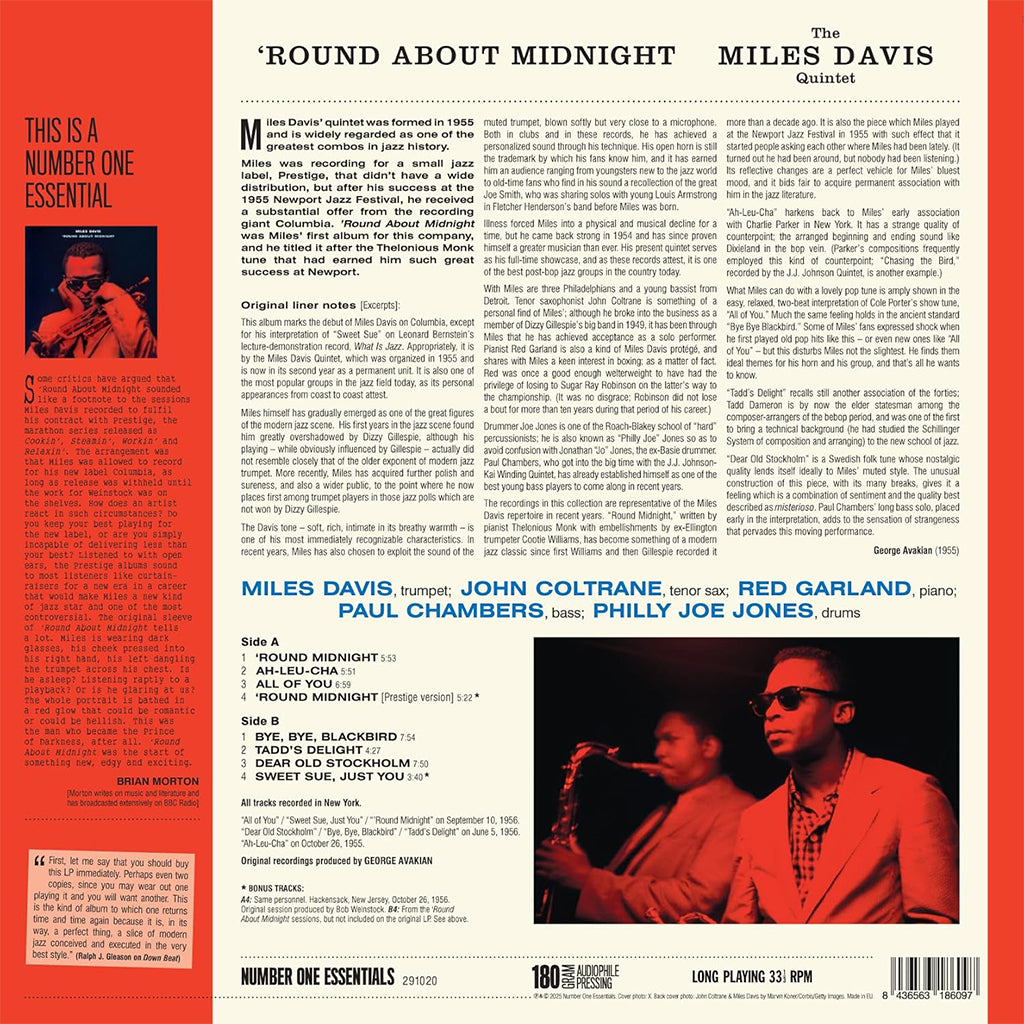 MILES DAVIS - Round About Midnight (Reissue w/ Bonus tracks) - LP - 180g Vinyl [FEB 7]