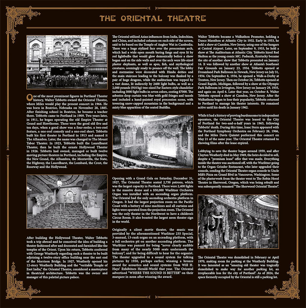 MILES DAVIS QUINTET - Live At The Oriental Theatre 1966 - 2LP - Gatefold 180g Vinyl [DEC 6]