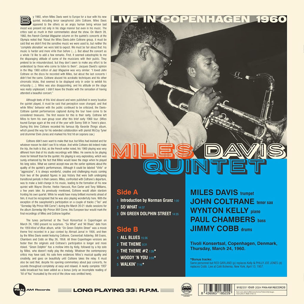 MILES DAVIS QUINTET with JOHN COLTRANE - Live In Copenhagen 1960 (with 3 Bonus Tracks) - LP - 180g Vinyl