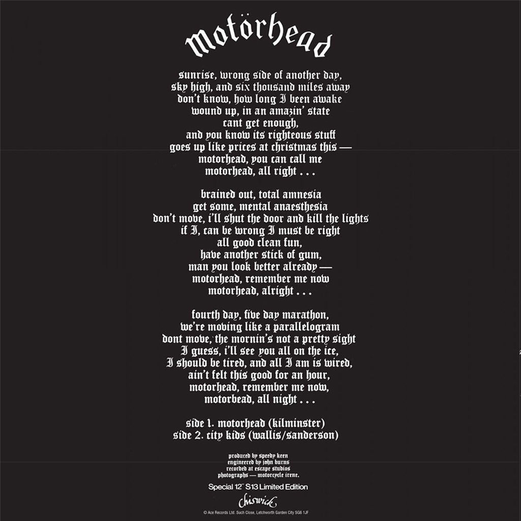 MOTÖRHEAD - Motörhead / City Kids (2023 Reissue) - 12" - Vinyl