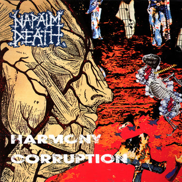 NAPALM DEATH - Harmony Corruption (2024 Repress with B and D Side Etchings) - 2LP - Eco-Friendly Light Blue / Red Vinyl