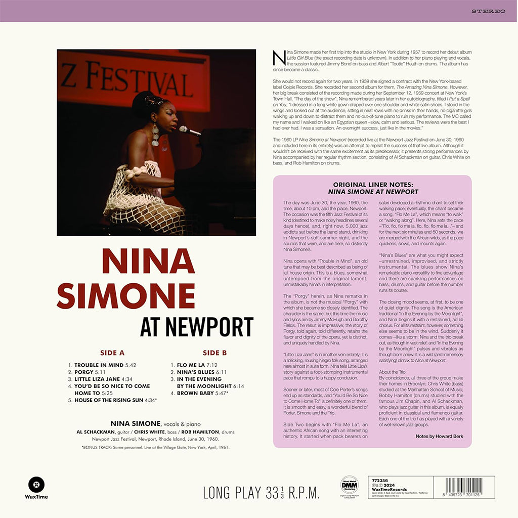 NINA SIMONE - At Newport 1960 (2024 Waxtime Reissue with 2 Bonus Tracks) - LP - 180g Vinyl [MAY 10]