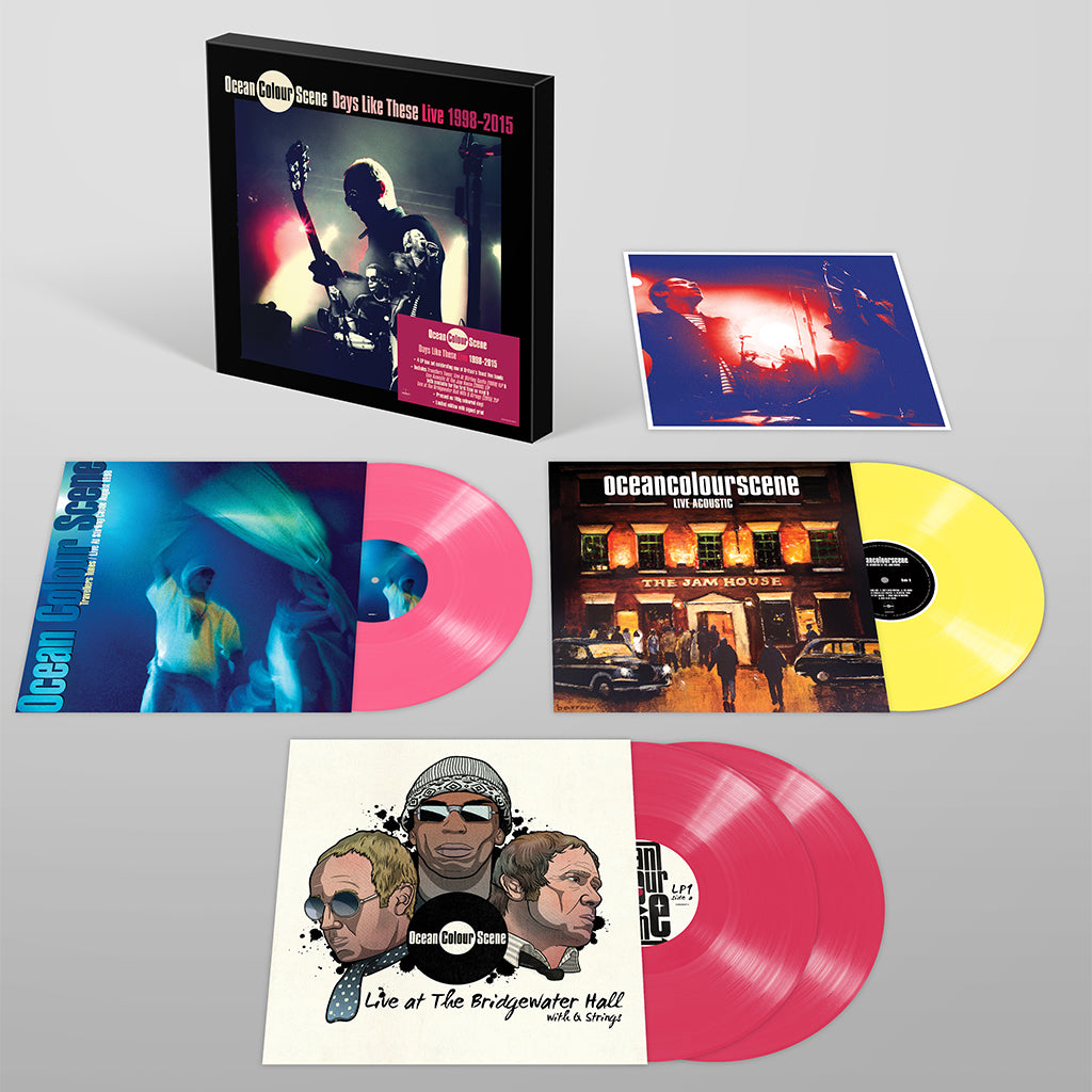 OCEAN COLOUR SCENE - Days Like These - Live – 1998 - 2015 (with SIGNED Print) - 4LP - Red / Pink / Yellow Vinyl Box Set
