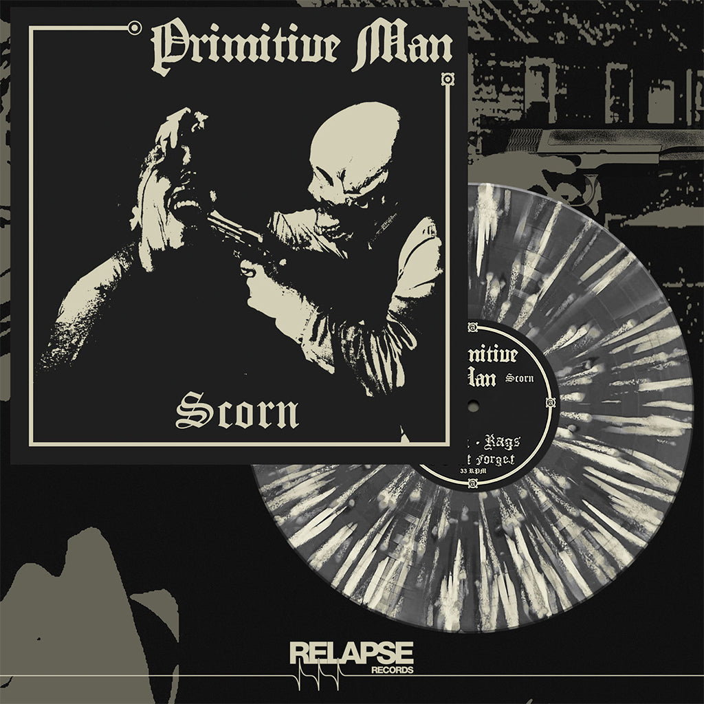 PRIMITIVE MAN - Scorn - LP - Black Ice with Heavy Bone White Splatter Vinyl