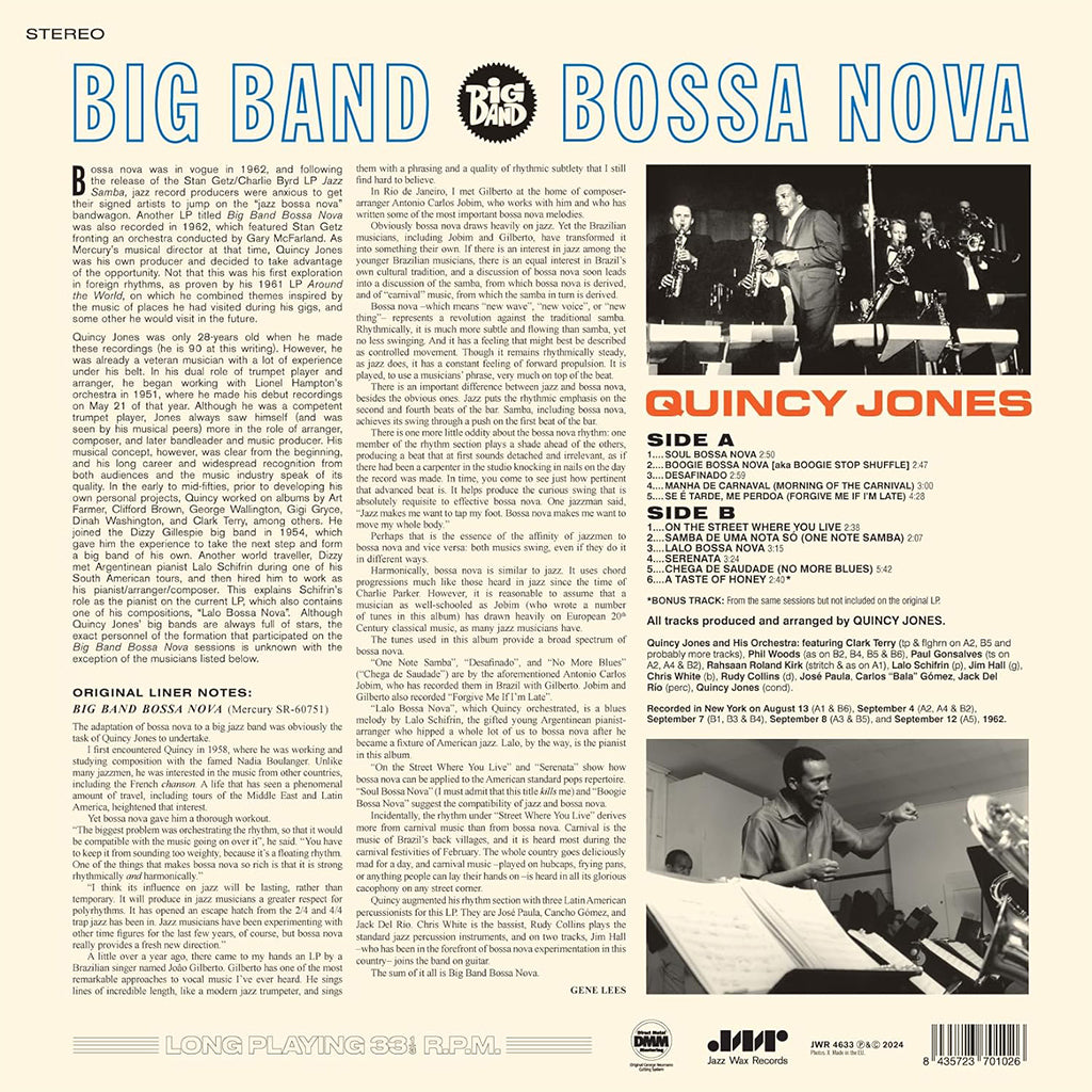 QUINCY JONES - Big Band Bossa Nova (2024 Reissue with Bonus Track) - LP - 180g Vinyl