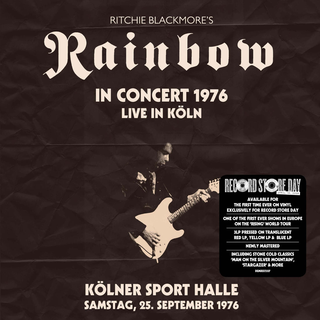 Ritchie Blackmore’s Rainbow - Live from Köln 1976 - 3LP - Translucent Red, Yellow & Blue Vinyl  [Record Store Day 2026]