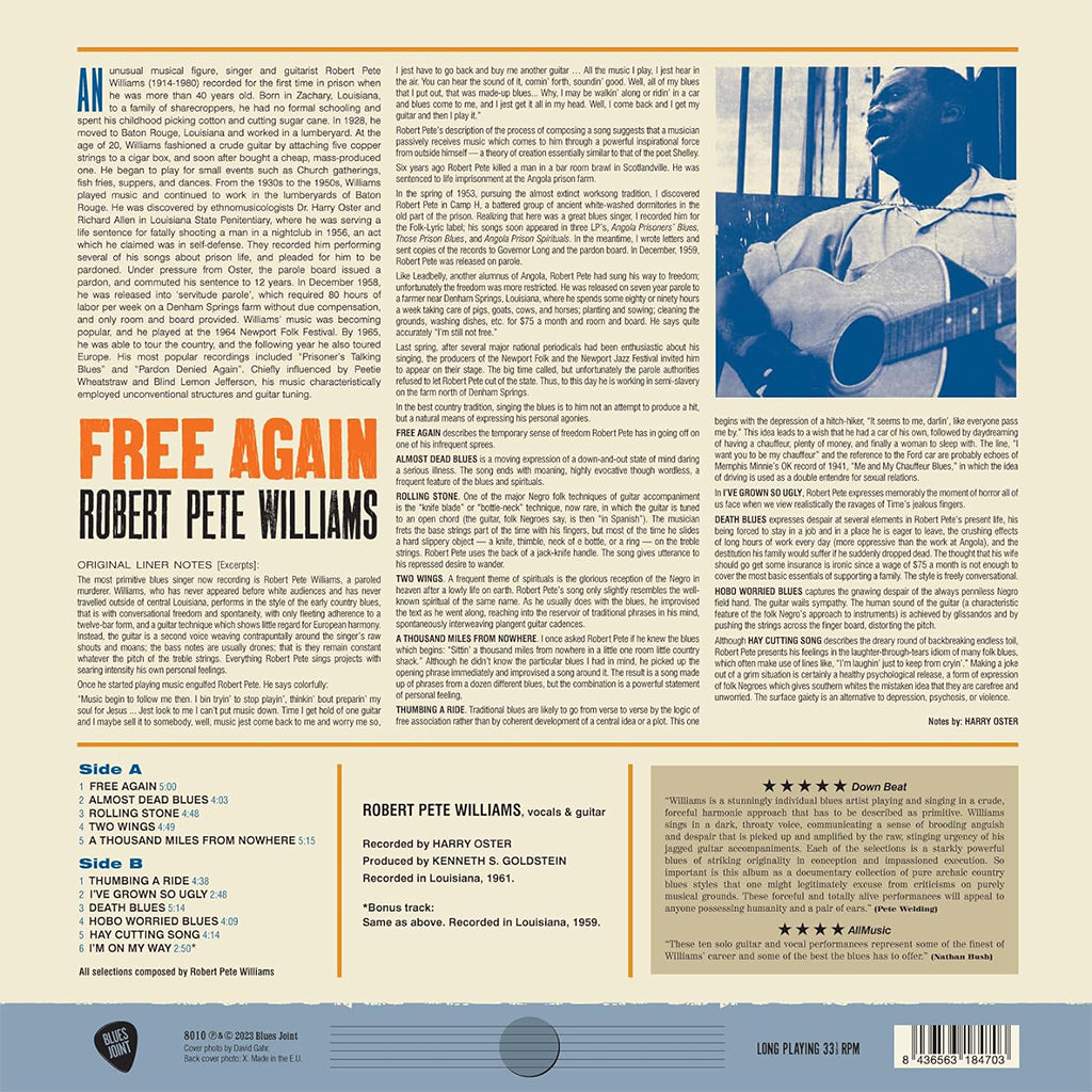 ROBERT PETE WILLIAMS - Free Again (2023 Reissue with bonus track) - LP - 180g Vinyl [NOV 24]