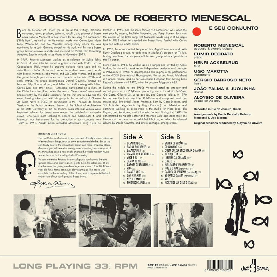 ROBERTO MENESCAL - A Bossa Nova De Roberto Menescal E Seu Conjunto (Jazz Samba Reissue with 12 Bonus tracks) - LP - 180g Vinyl [SEP 20]
