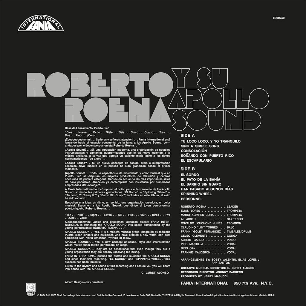 ROBERTO ROENA Y SU APOLLO SOUND - Roberto Roena Y Su Apollo Sound (Reissue) - LP - 180g Vinyl [JUL 5]