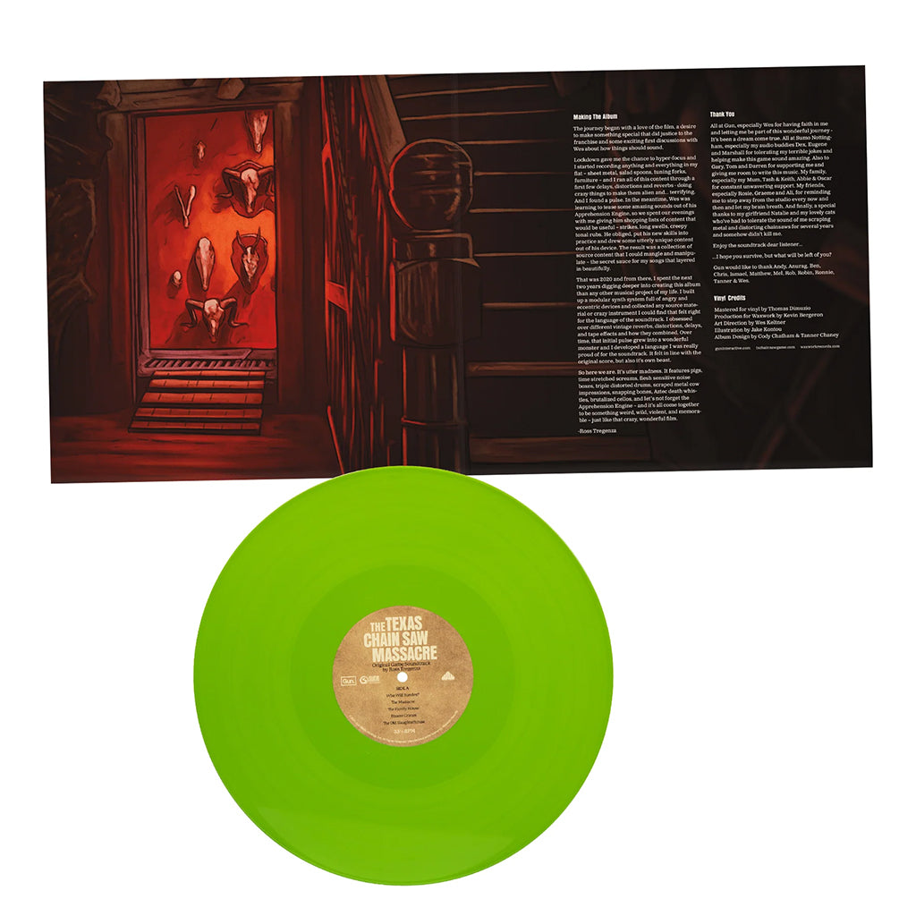 ROSS TREGENZA AND WES KELTNER - The Texas Chain Saw Massacre (Original Game Soundtrack / Remains Bundle) - 2LP - Chain Saw Motor Green & Rust Vinyl [OCT 6]