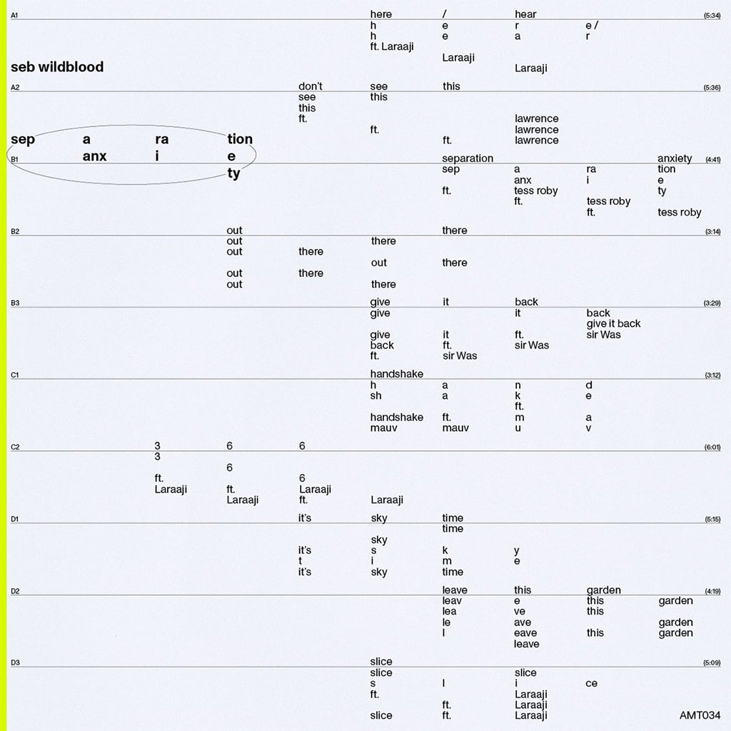SEB WILDBLOOD - Separation Anxiety - 2LP - Vinyl [OCT 13]
