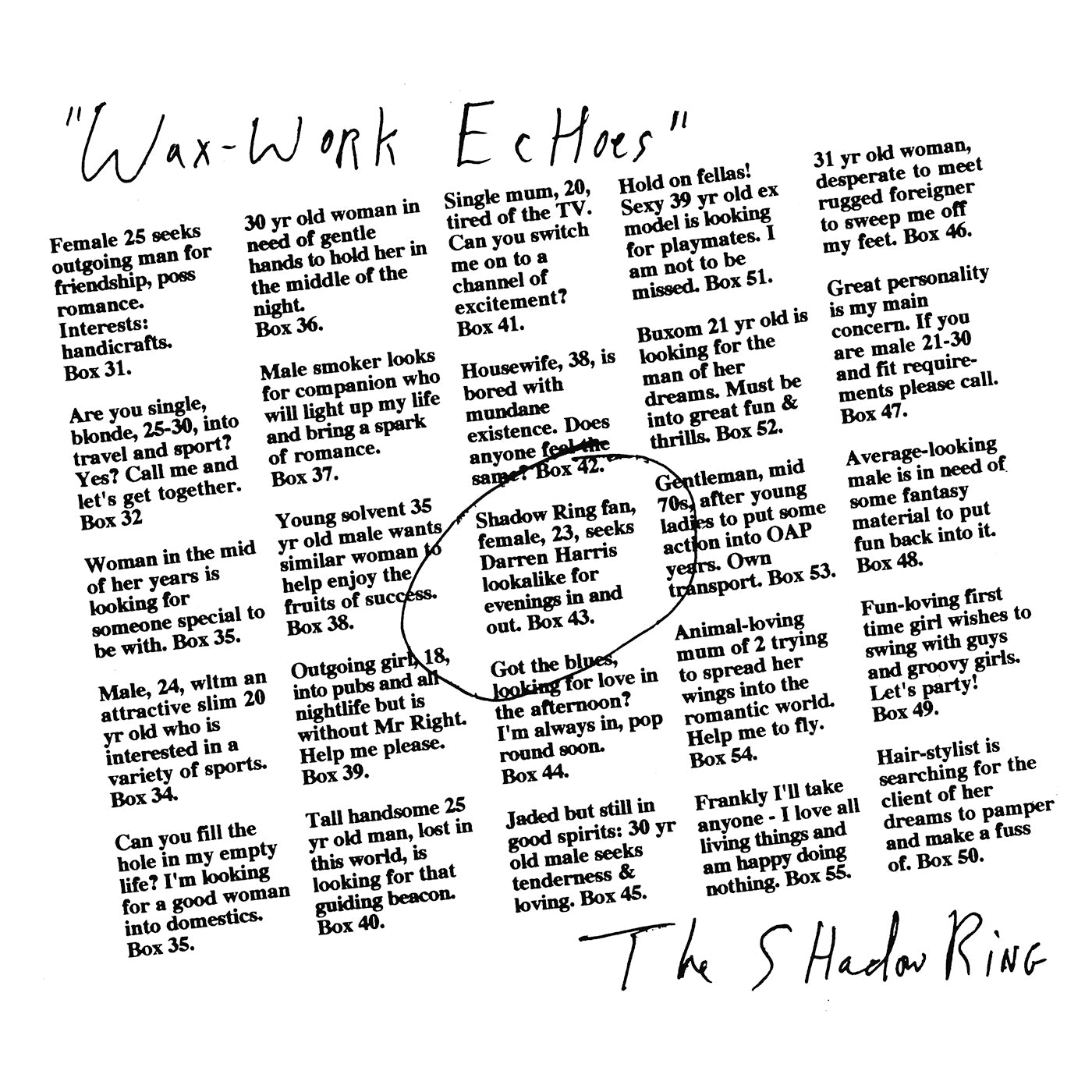 THE SHADOW RING - Wax-Work Echoes (Reissue) - LP - Vinyl [AUG 22]