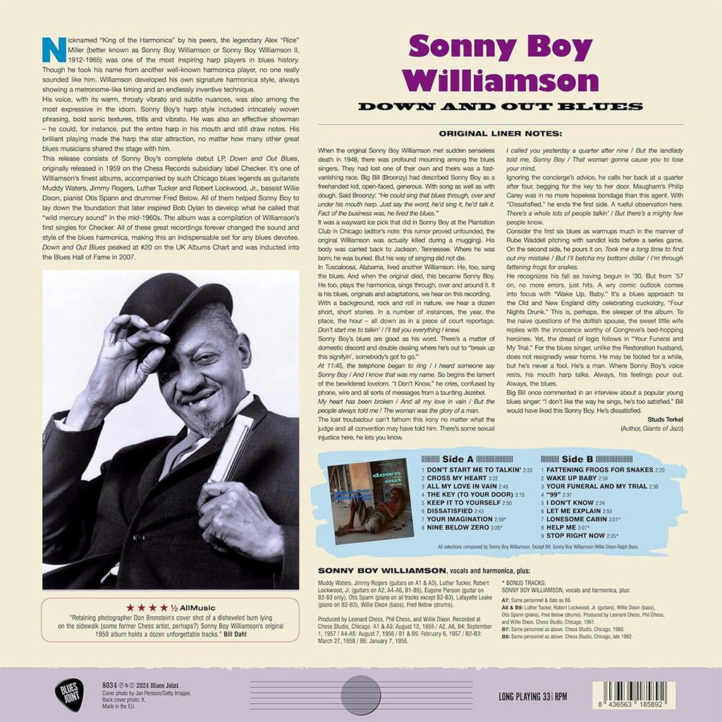 SONNY BOY WILLIAMSON - Down And Out Blues (Reissue w/ 5 Bonus tracks) - LP - 180g Vinyl [MAR 14]