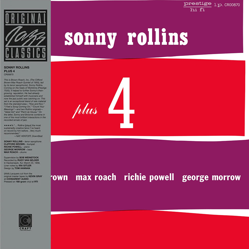 SONNY ROLLINS - Plus 4 (Original Jazz Classics Series) - LP - Deluxe 180g Black Vinyl [NOV 21]