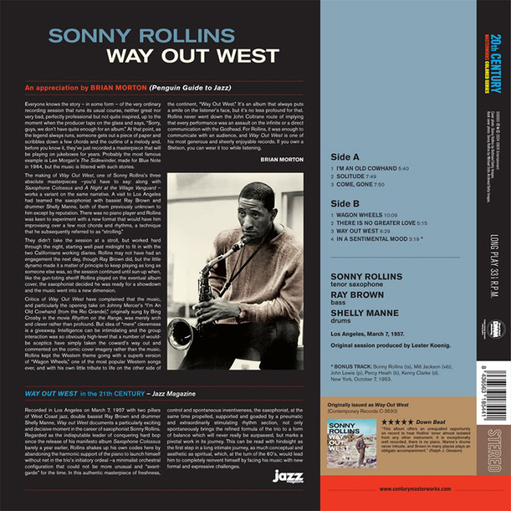 SONNY ROLLINS - Way Out West (Reissue with Bonus Track) - LP - 180g Red Vinyl [JUL 12]