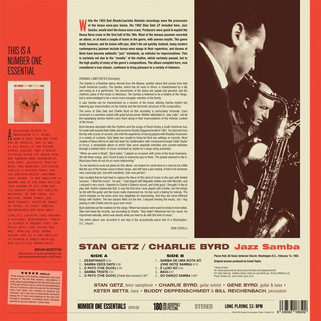 STAN GETZ & CHARLIE BYRD - Jazz Samba (Reissue w/ 2 Bonus tracks) - LP - 180g Vinyl [JUL 4]
