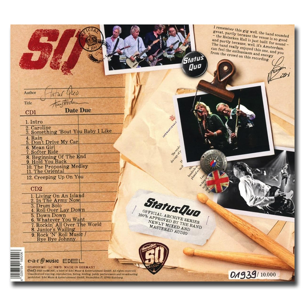 STATUS QUO - Official Archive Series Vol. 1 - Live in Amsterdam - 2CD [AUG 11]