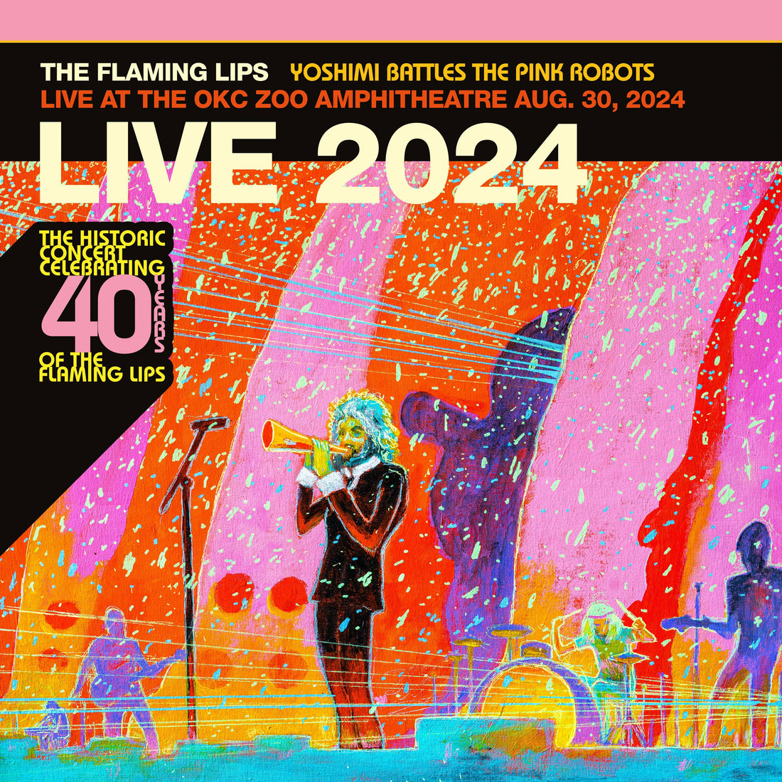 The Flaming Lips - Yoshimi Battles The Pink Robots - Live at the Zoo Amphitheatre, Oklahoma City, August 30, 2024 - 2LP - Highlighter Yellow Vinyl   [RSD Black Friday 2025]