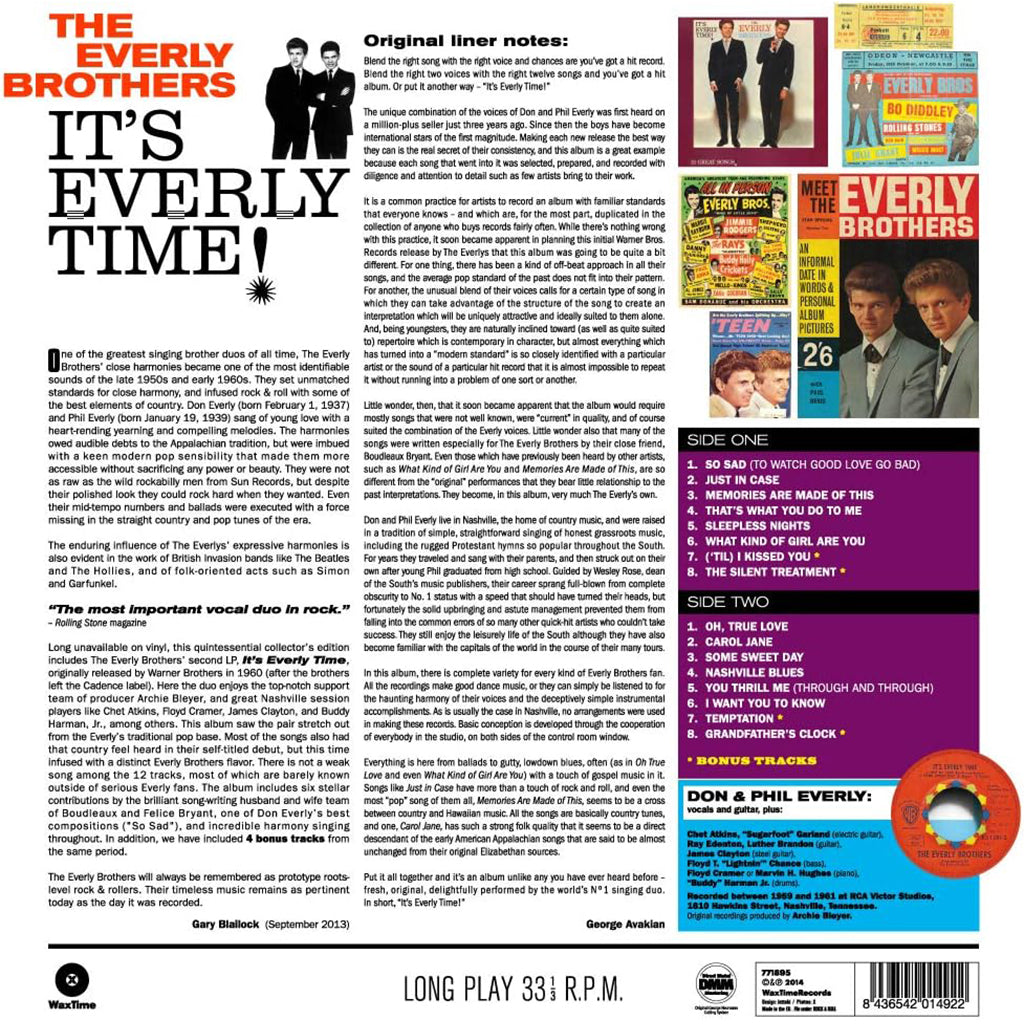 THE EVERLY BROTHERS - It's Everly Time! (2023 WaxTime Reissue w/ 4 Bonus Tracks) - LP - 180g Vinyl [AUG 18]