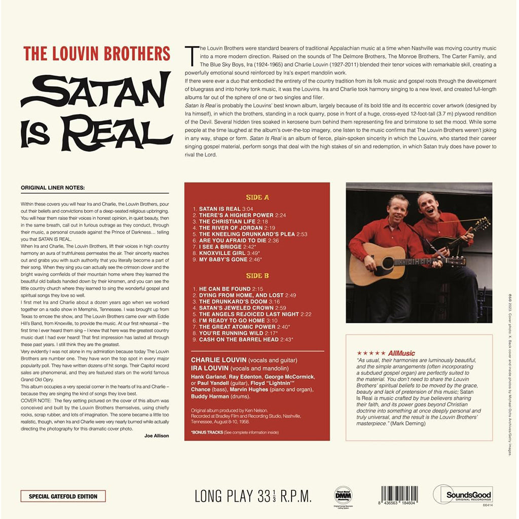 THE LOUVIN BROTHERS - Satan Is Real (2023 Reissue with 6 Bonus Tracks) - LP - 180g Vinyl