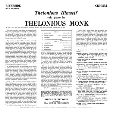 THELONIOUS MONK - Thelonious Himself (Original Jazz Classics Series) - LP - Deluxe 180g Vinyl