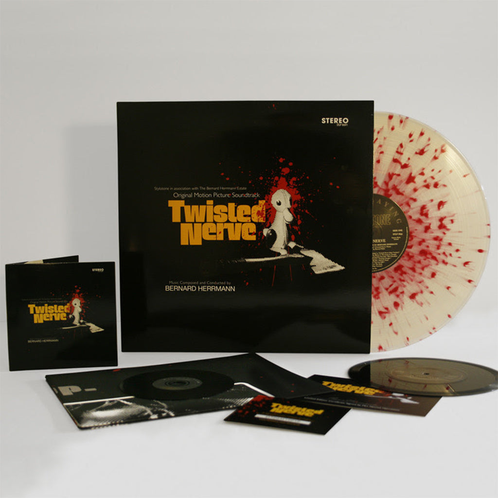 BERNARD HERRMANN - Twisted Nerve - OST (Super Deluxe Edition w/ Bonus CD, Poster & 7'') - LP - Transparent 'Blood-Spattered' Coloured Vinyl