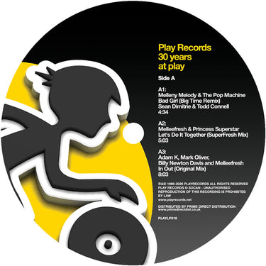 VARIOUS ARTISTS - deadmau5 / MelleFresh - Play Records: 30 Years at Play - 2LP - Transparent Yellow Vinyl [Record Store Day 2026]