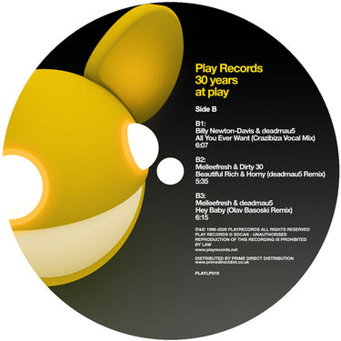VARIOUS ARTISTS - deadmau5 / MelleFresh - Play Records: 30 Years at Play - 2LP - Transparent Yellow Vinyl [Record Store Day 2026]
