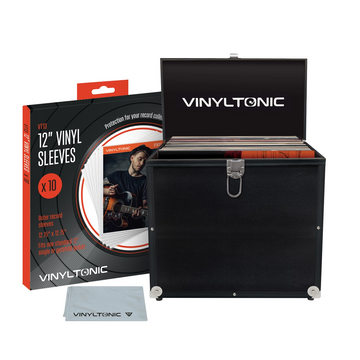 Vinyl Tonic - Black Record Case With Cloth & 10pk Outer Sleeves