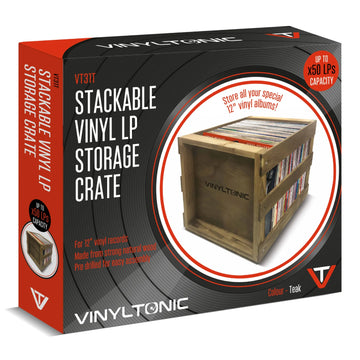Vinyl Tonic - Stackable Vinyl LP Storage Crate - Teak