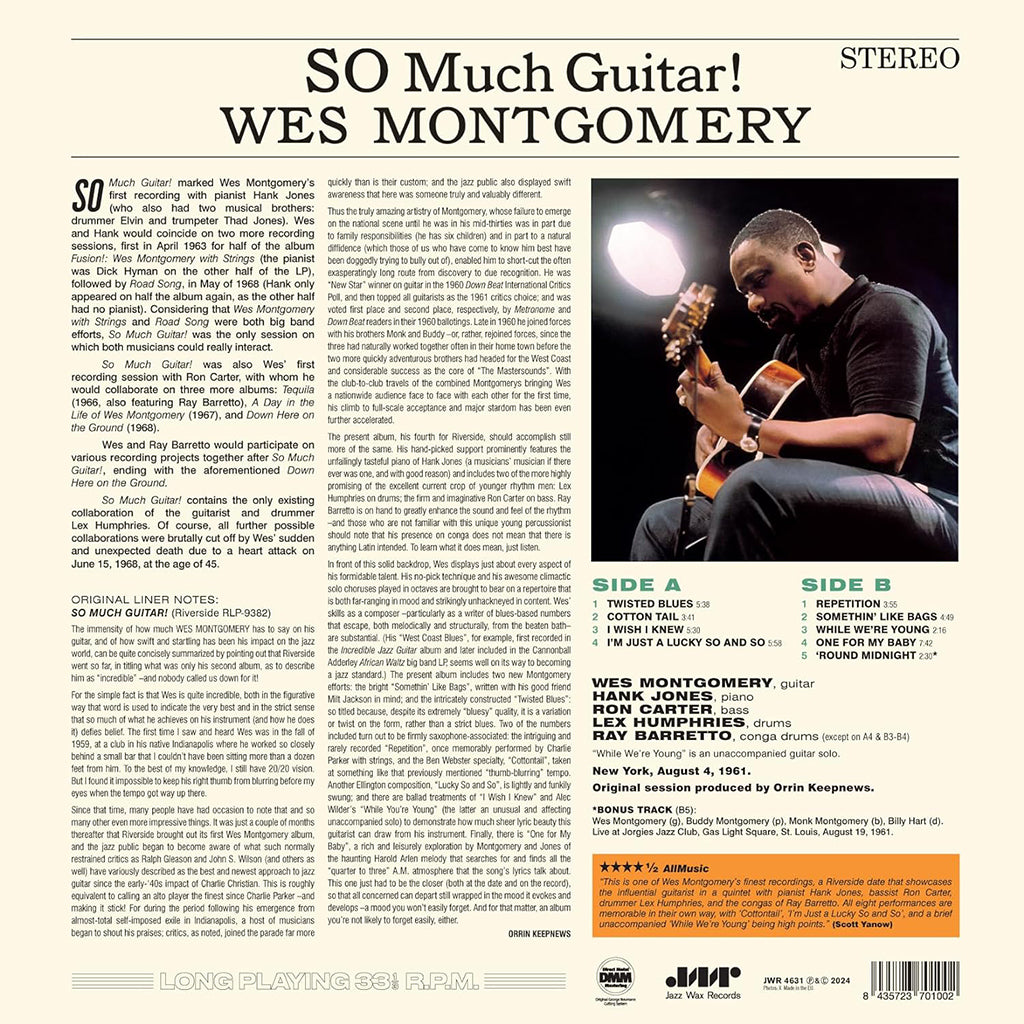 WES MONTGOMERY - So Much Guitar! (Jazz Wax Reissue with Bonus Track) - LP - 180g Vinyl