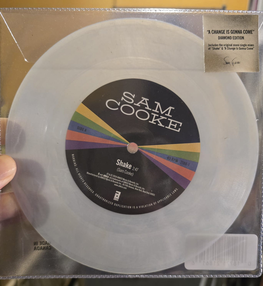 SAM COOKE - A Change Is Gonna Come: Diamond Edition - 7'' - White Iridescent Vinyl [RSD Black Friday 2024]