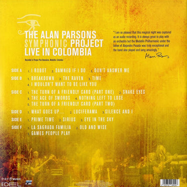 THE ALAN PARSONS SYMPHONIC PROJECT - Live In Colombia - 3LP - 180g Yellow / Blue / Red Vinyl