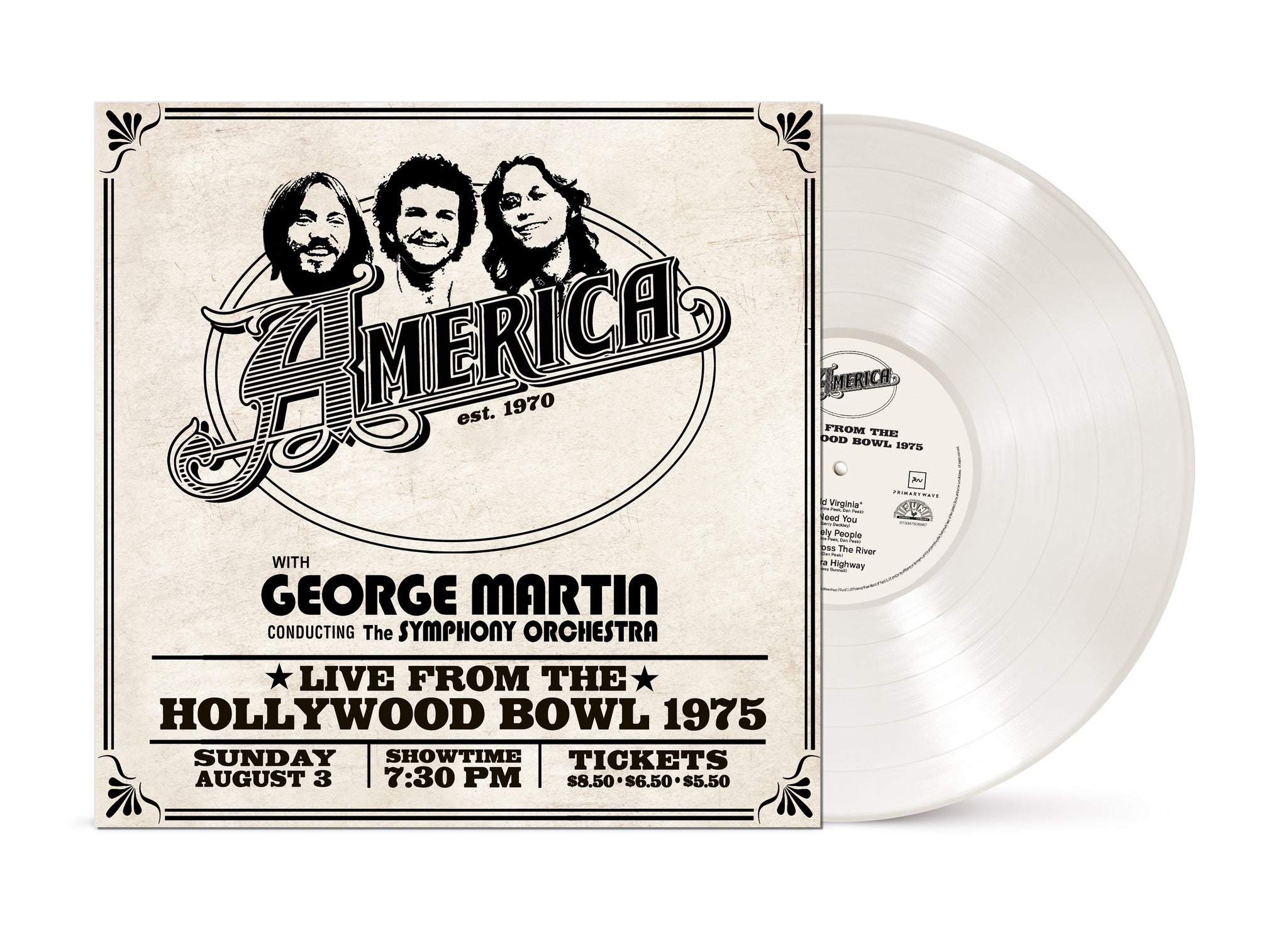 AMERICA - Live From The Hollywood Bowl – 1975 - 2 LP - Translucent Milky Clear Vinyl [RSD 2024]