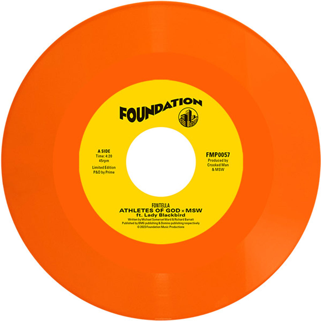 ATHLETES OF GOD X MSW FEAT. LADY BLACKBIRD - Fontella / I Don't Want To Be Normal - 7" - Orange Crush Colour Vinyl [RSD23]