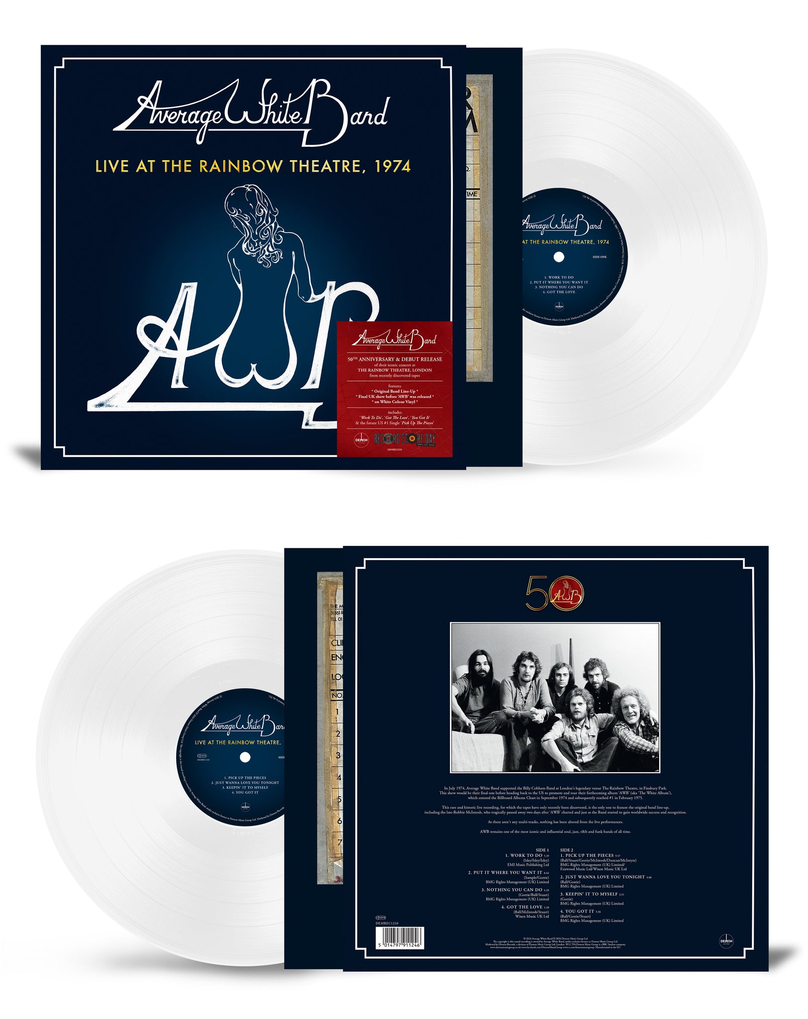AVERAGE WHITE BAND - Live At The Rainbow Theatre: 1974 (RSD 2024) - 1 LP - 140g White Vinyl [RSD 2024]