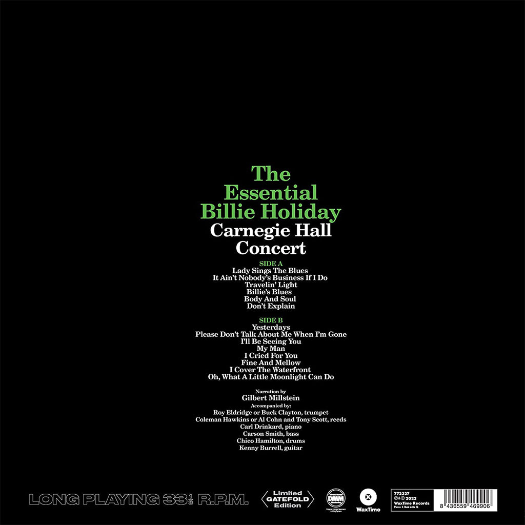 BILLIE HOLIDAY - The Essential Billie Holiday: Carnegie Hall Concert Recorded Live (Waxtime Edition) - LP - Gatefold 180g Vinyl [MAR 10]