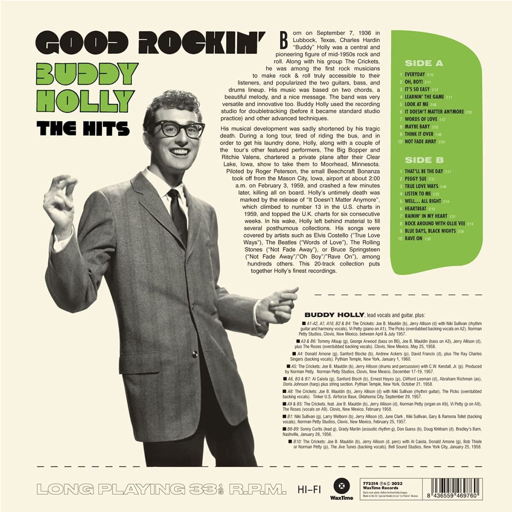 BUDDY HOLLY - Good Rockin' - The Hits (2023 Waxtime Edition) - LP - 180g Vinyl