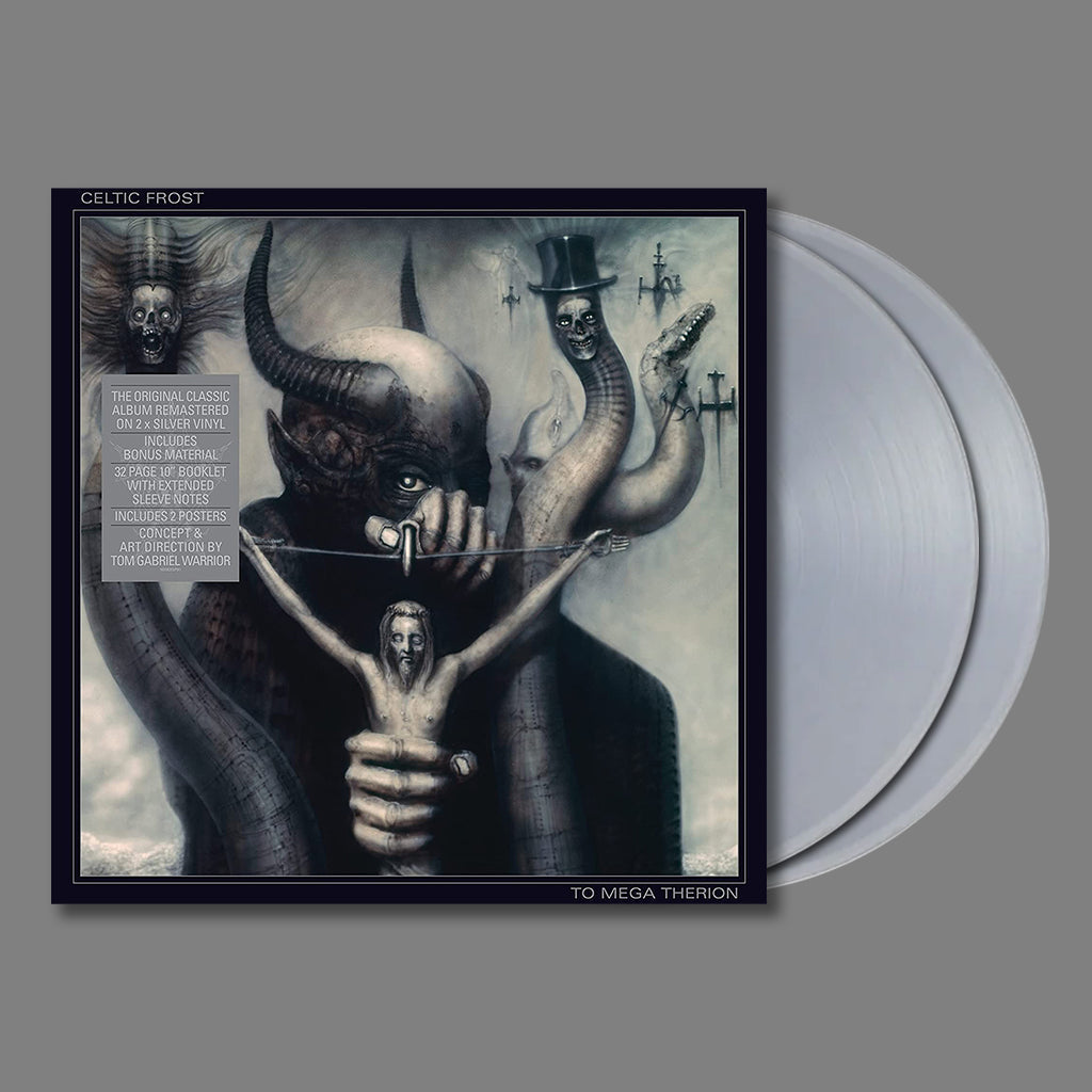 CELTIC FROST - To Mega Therion (Remastered w/ Bonus Tracks & 2 Posters) - 2LP - Gatefold 180g Silver Vinyl