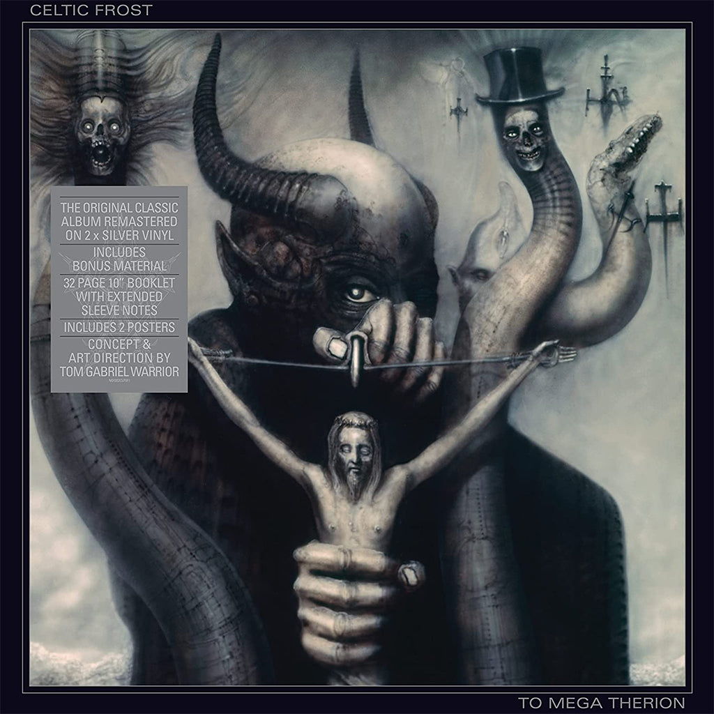 CELTIC FROST - To Mega Therion (Remastered w/ Bonus Tracks & 2 Posters) - 2LP - Gatefold 180g Silver Vinyl
