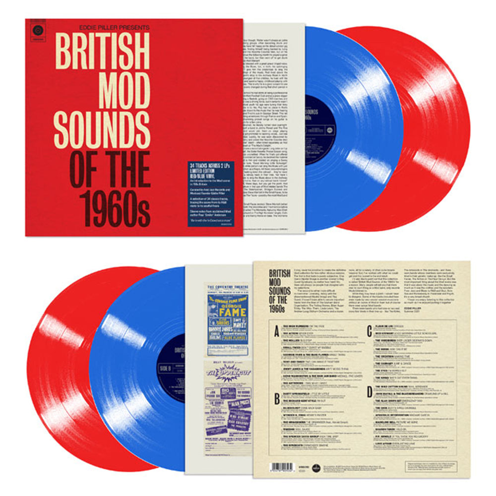 VARIOUS: EDDIE PILLER PRESENTS - British Mod Sounds Of The 1960s - 2LP - Red / Blue Vinyl