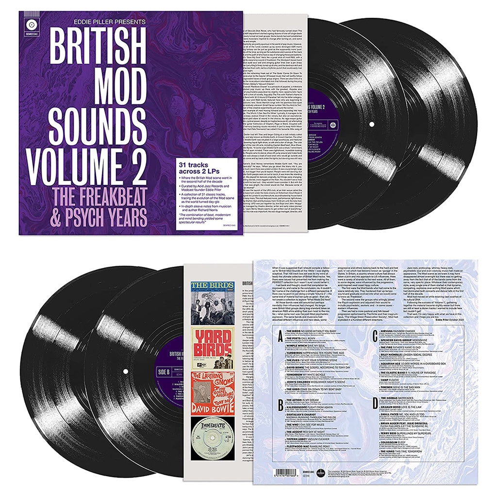 VARIOUS / EDDIE PILLER PRESENTS - British Mod Sounds of The 1960s Volume 2: The Freakbeat & Psych Years - 2LP - Black Vinyl
