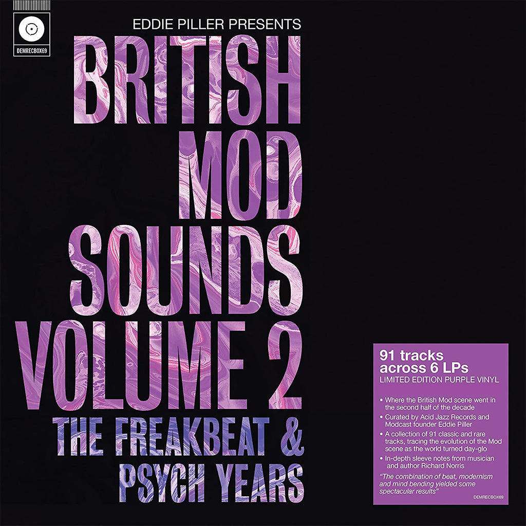 VARIOUS / EDDIE PILLER PRESENTS - British Mod Sounds of The 1960s Volume 2: The Freakbeat & Psych Years (w/ SIGNED Print) - 6LP - Purple Vinyl Box Set