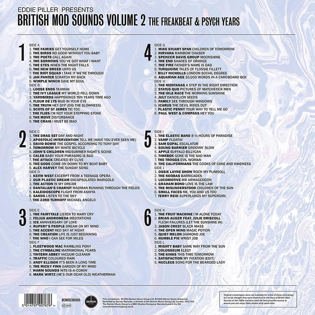 VARIOUS / EDDIE PILLER PRESENTS - British Mod Sounds of The 1960s Volume 2: The Freakbeat & Psych Years (w/ SIGNED Print) - 6LP - Purple Vinyl Box Set