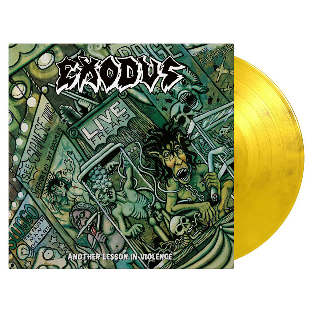 EXODUS - Another Lesson In Violence (2023 Reissue w/ Poster) - 2LP - 180g Yellow & Black Marbled Vinyl