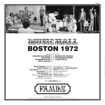 FAMILY - Boston Music Hall 1972 - LP - Vinyl
