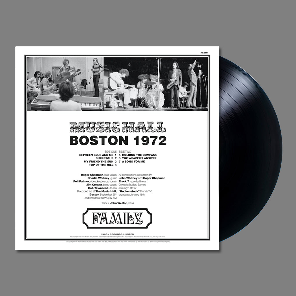 FAMILY - Boston Music Hall 1972 - LP - Vinyl