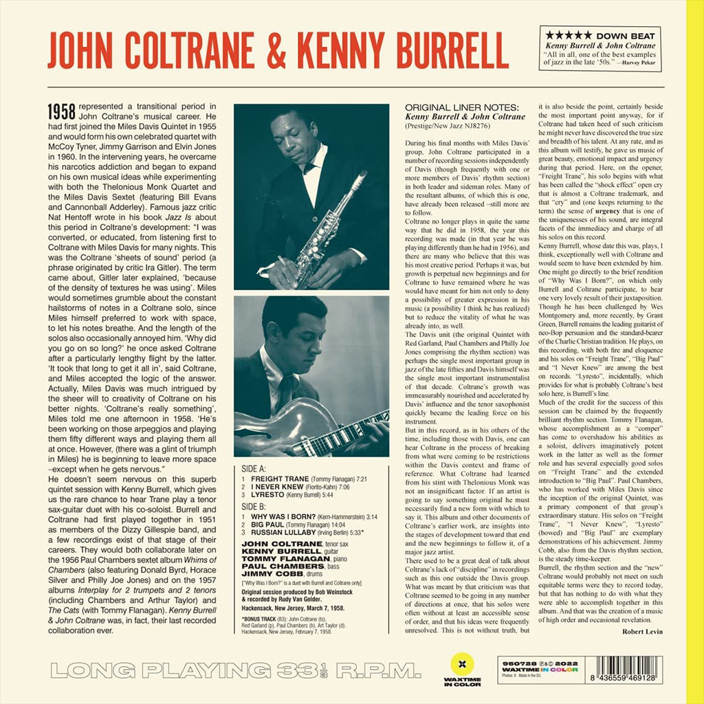 JOHN COLTRANE & KENNY BURRELL - John Coltrane & Kenny Burrell (Waxtime In Color Ed.) - LP - 180g Yellow Vinyl